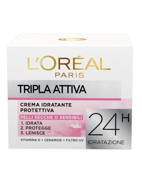 offerta L'Oreal Paris Tripla Attiva Crema Viso Giorno Idratante Pelli Secche e Sensibili 50 ml