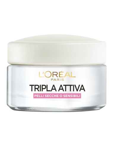 offerta L'Oreal Paris Tripla Attiva Crema Viso Giorno Idratante Pelli Secche e Sensibili 50 ml