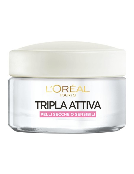offerta L'Oreal Paris Tripla Attiva Crema Viso Giorno Idratante Pelli Secche e Sensibili 50 ml