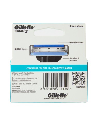 offerta Gillette Mach3 Ricambio per Rasoio 3 Lame con Striscia Lubrificante 5 Pz
