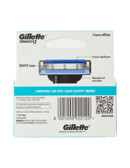 offerta Gillette Mach3 Ricambio per Rasoio 3 Lame con Striscia Lubrificante 5 Pz